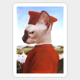 Portrait of a Sphynx Cat as Federico da Montefeltro - Pet Gift Sticker